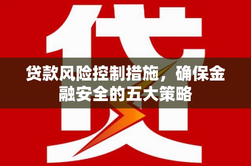 港南贷款风险控制措施，确保金融安全的五大策略